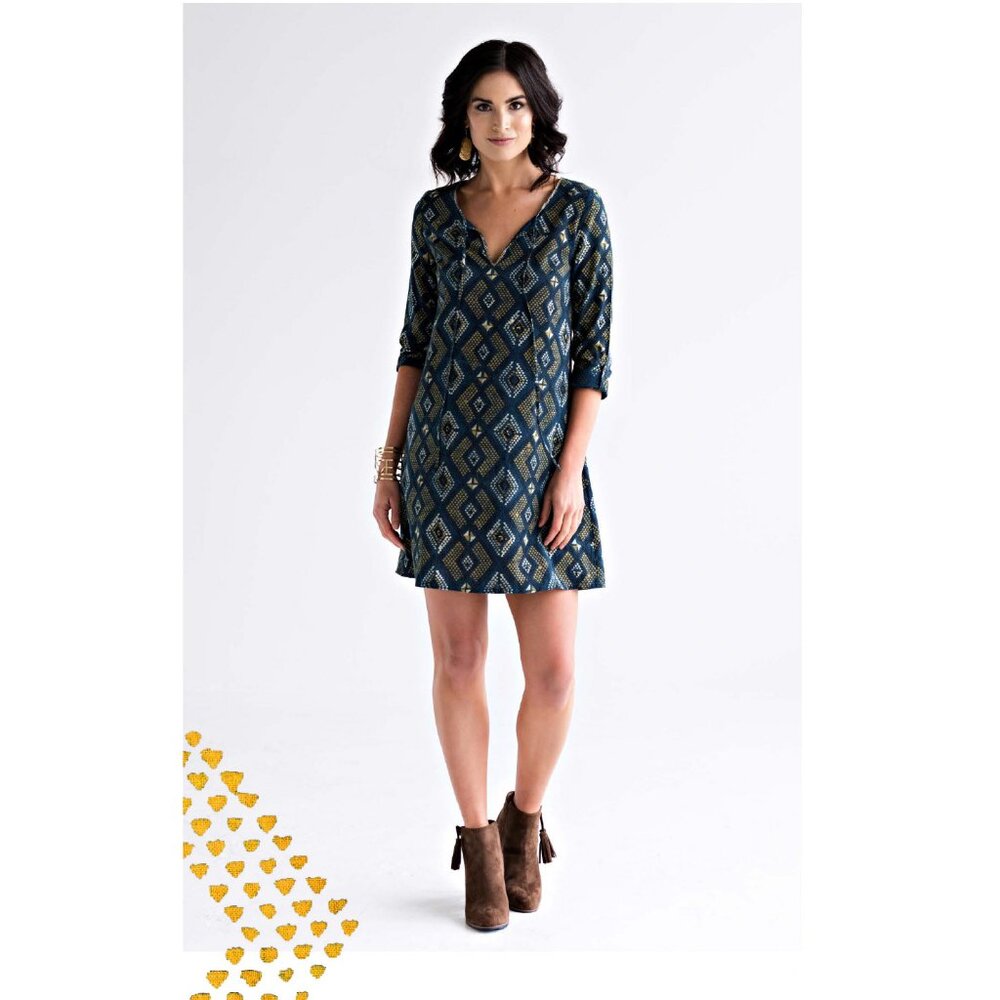 Mata Traders Tuscan Tunic Dress Teal XS